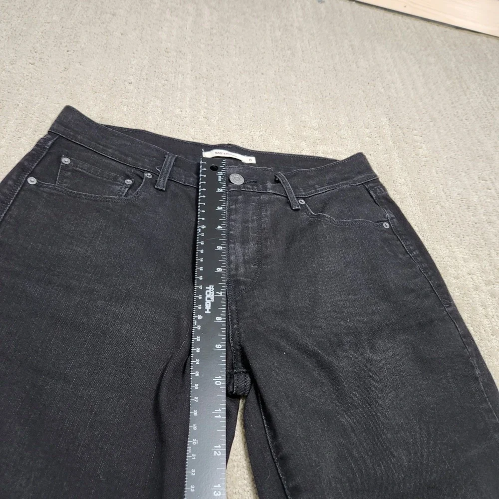 Levis‎ 505 Jeans Women 8 Straight Leg Black Stretch Denim Mom Biker Y2K Classic